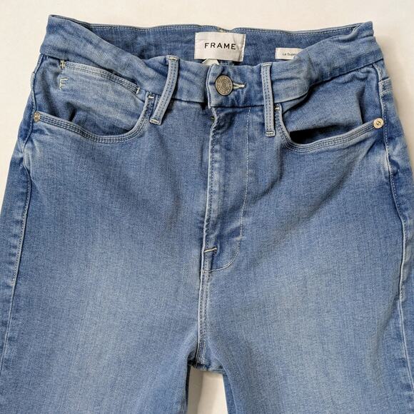 FRAME Le Super High Flare Jeans Women's 27 Blue Light Wash Denim High Rise - Picture 3 of 9